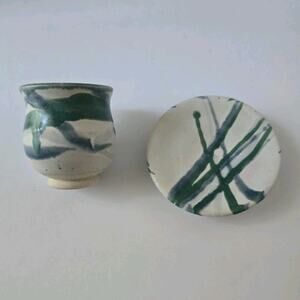 Whitefish Pottery Montana 2019 Handthrown Ceramic Espresso Sake Cup Saucer Set